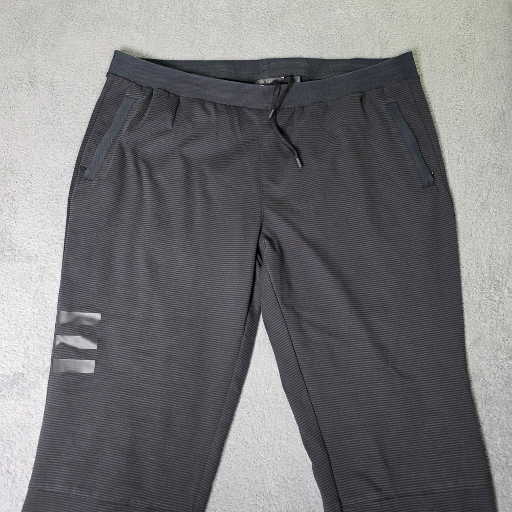 Adidas Mens 2XL Adicross Jogger Pants Black Textured Stripe Zipper Pockets